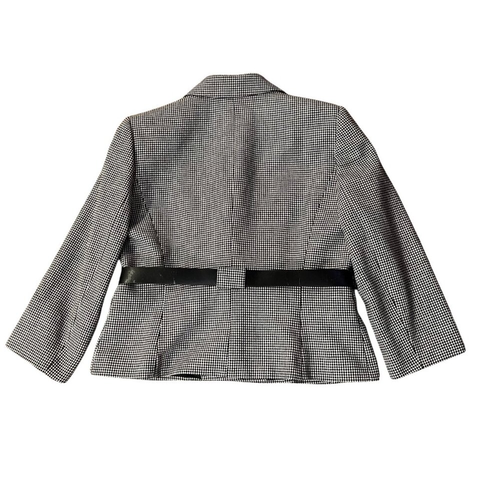 Tahari Houndstooth Suit Jacket Womens 12 Used Lined Belted Blazer - Picture 4 of 16